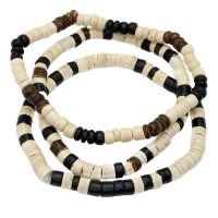 BEIGE COCONUT BEADED BRACELET SET