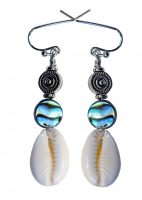 METAL FEATURE BEAD/PAUA & COWRIE SHELL ER