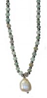 MULTI- STONE CHOKER W/ FRESH WATER PEARL