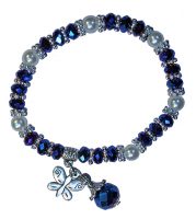 BLUE BUTTERFLY BRACELET W/ PEARLS