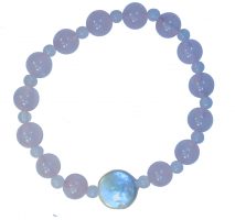 ROSE QUARTZ & WHITE JADE BRACELET W/ FEATURE FRESH WATER PEARL