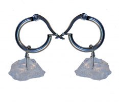 ROUGH CUT CLEAR CRYSTAL HOOP EARRINGS
