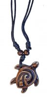 BROWN RESIN ENGRAVED TURTLE CHOKER