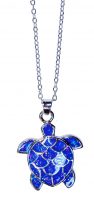 BLUE IMITATION OPAL TURTLE NECKLACE
