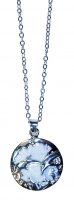 WHITE IMITATION OPAL PAIR OF DOLPHINS NECKLACE
