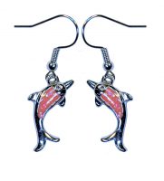 PINK IMITATION OPAL DOLPHIN EARRINGS