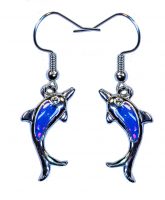 BLUE IMITATION OPAL DOLPHIN EARRINGS
