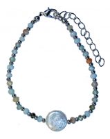 MULTI STONE ADJUSTABLE BRACELET W/ PEARL