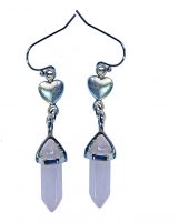 ROSE QUARTZ POINT W/ LOVE HEART EARRINGS