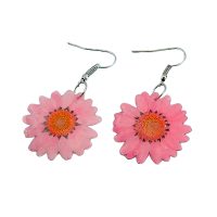DRIED PINK DAISY EARRINGS