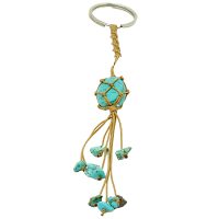 DYED HOWLITE TURQUOISE NATURAL STRING KEYRING