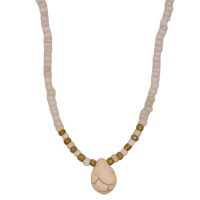 WHITE BEAD WHITE STONE LOOK CHOKER