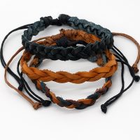 SET OF 3 NATURAL LEATHER BRACELETS