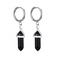 OBSIDIAN STAINLESS STEEL HOOP EARRING