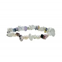 AMETHYST & CLEAR QUARTZ CHIP BRACELET W/ PEARLS