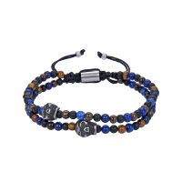 2 STRAND SEMI BEADED BRACELET W/ SKULLS