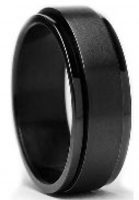 BLACK STAINLESS STEEL RING W/ MATT BLK SPINNER small