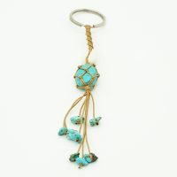 DYED HOWLITE TURQUOISE NATURAL STRING KEYRING