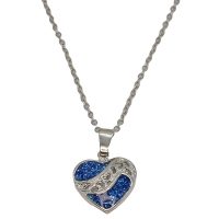 BLUE GLITTER HEART PENDANT