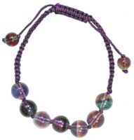 RAINBOW FLUORITE BEAD FLEXIBLE BRACELET