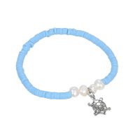 BABY BLUE HEISHI BRACELET W/ PEARLS & TURTLE