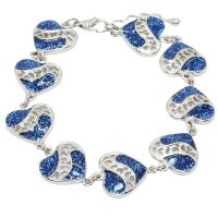 BLUE GLITTER HEART BRACELET