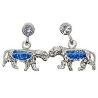 BLUE GLITTER TIGER EARRINGS