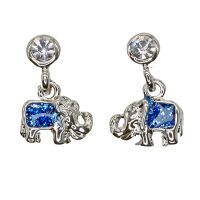 BLUE GLITTER ELEPHANT EARRINGS