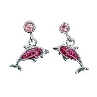 PINK GLITTER DOLPHIN EARRINGS