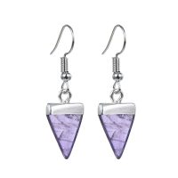 TRIANGULAR AMETHYST POINT EARRINGS