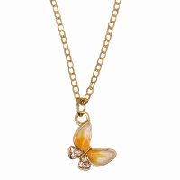CRYSTAL & PINK BUTTERFLY W/ GOLD CHAIN