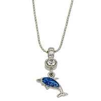 BLUE GLITTER DOLPHIN PENDANT