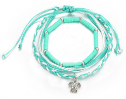SET OF 3 AQUA TURTLE ANKLETS