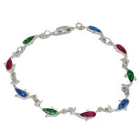 PINK, BLUE & GREEN GLITTER DOLPHIN BRACELET