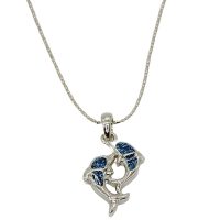 BLUE GLITTER DOUBLE DOLPHIN PENDANT