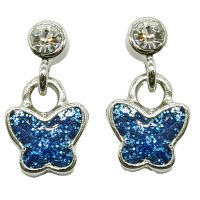 BLUE GLITTER BUTTERFLY EARRINGS