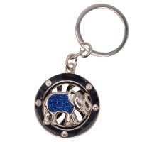 SPARKLY BLUE ELEPHANT SPINNER KEYRING