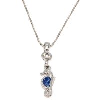 BLUE GLITTER SEAHORSE / CRYSTAL TOP PENDANT