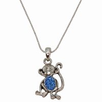 BLUE GLITTER MONKEY PENDANT