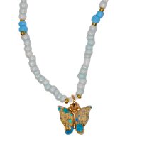 BLUE BUTTERFLY SEED BEAD CHOKER