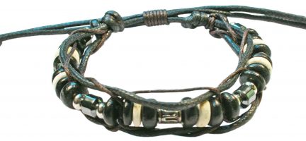 BLACK/ WHITE BEAD WITH HEMATITE & SILVER BRACELET