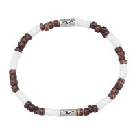 COCONUT & SHELL BRACELET W/ CYLINDER WAVE BEADS