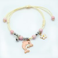 ADJUSTABLE BRACELET W/ BELL, DOLPHIN & DAISY