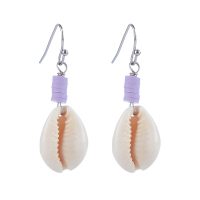 COWRIE SHELL & LILAC HEISHI EARRINGS