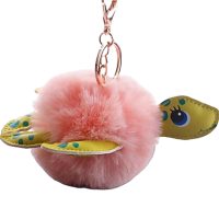 PINK POM POM TURTLE KEYRING