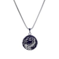 CIRCULAR OBSIDIAN DRAGON PENDANT