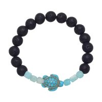 LAVA BEAD BRACELET W/ BLUE TURTLE