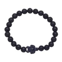 LAVA BEAD BRACELET W/ BLACK TURTLE