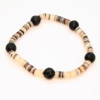 NATURAL SHELL BRACELET W/ LAVA BEADS