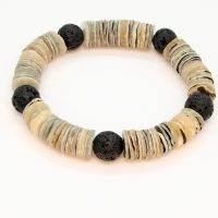 CHUNKY NATURAL HEISHI SHELL W/ LAVA BEADS